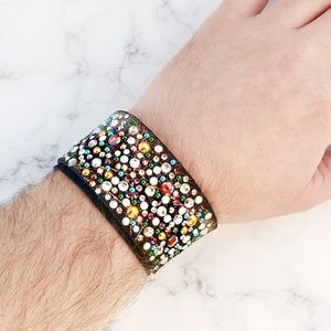 Carolin M. Rocha Leather & Swarovski Bracelet